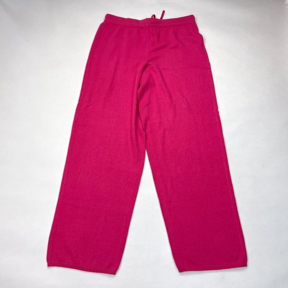 Bloomingdales Silk Cashmere Knit Pant Women L NWOT Elastic Waist Drawstring Pink - Picture 2 of 12
